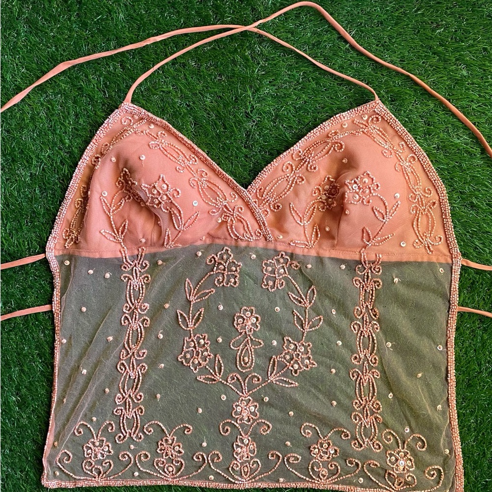 Y2K beaded halter top
